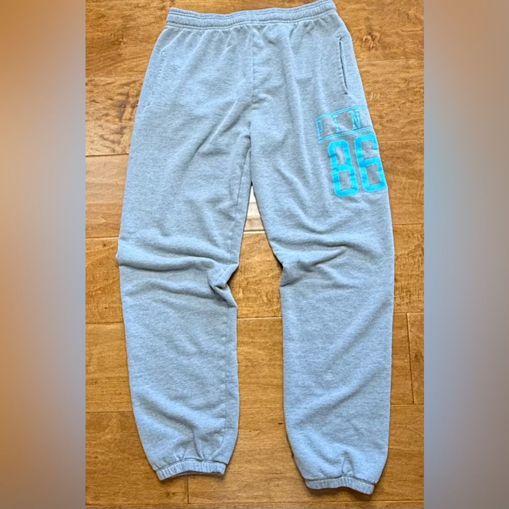 Y2K VS PINK 86 Fleece Jogger Sweatpants Blue Gray Size S